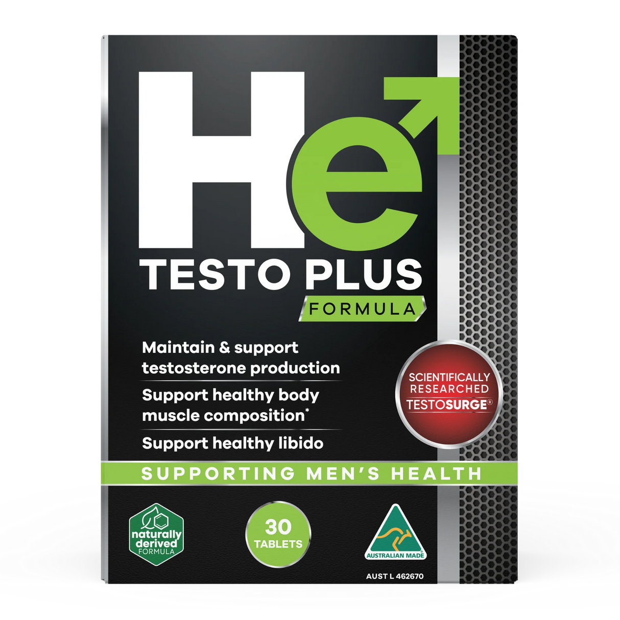 Package of He Testo Plus Formula on a white background
