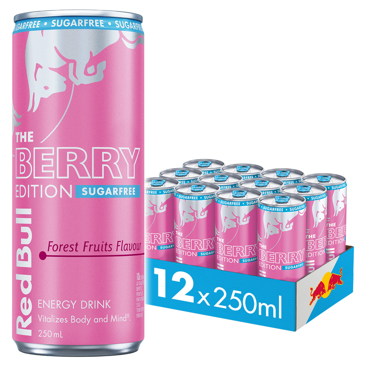 A can of Red Bull Energy Drink Sugarfree with a red and white design, labeled as sugar-free with 250ml volume.