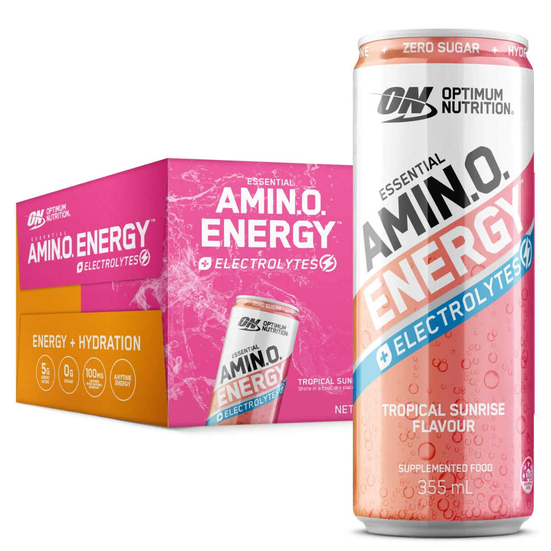 Optimum Nutrition Amino Energy drink tropical sunrise flavour 12 pack