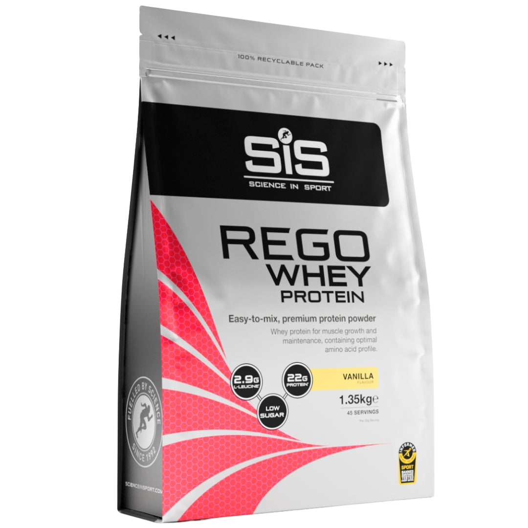 Package of Science in Sport Rego Whey Protein on a white background