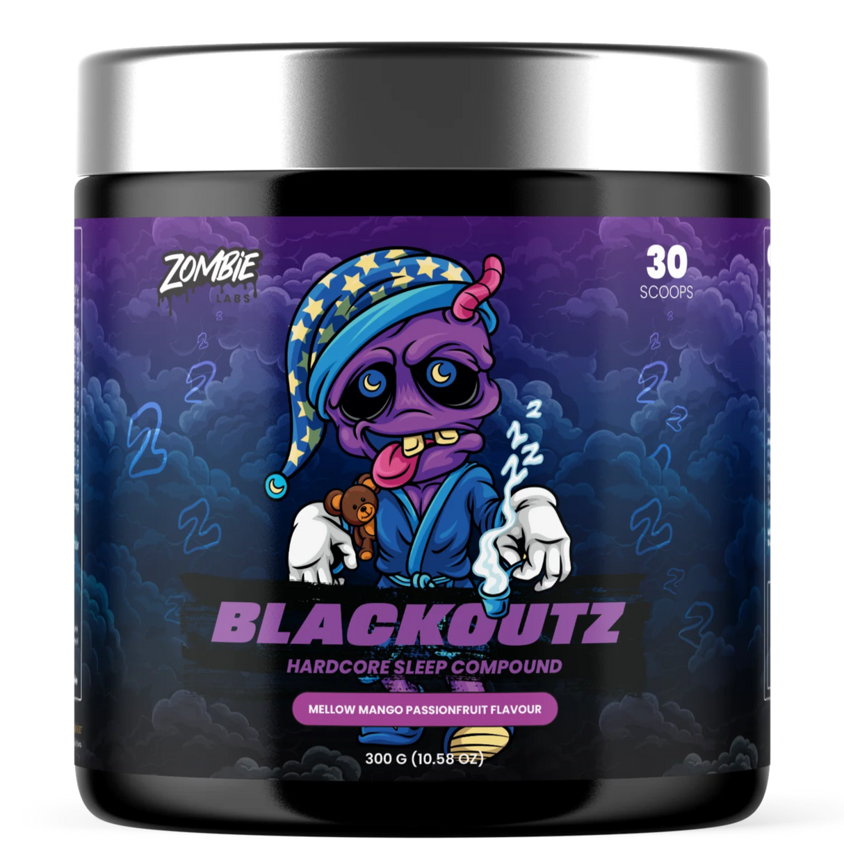 Blackgutz hardcore sleep compound container with colorful label on a white background