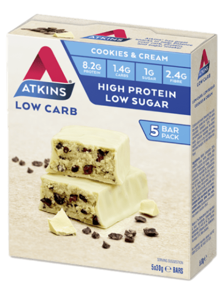 Atkins Advantage Protein Bars 5 Pack Cookies and Cream *Clearance: 10/23* / 5x30gm