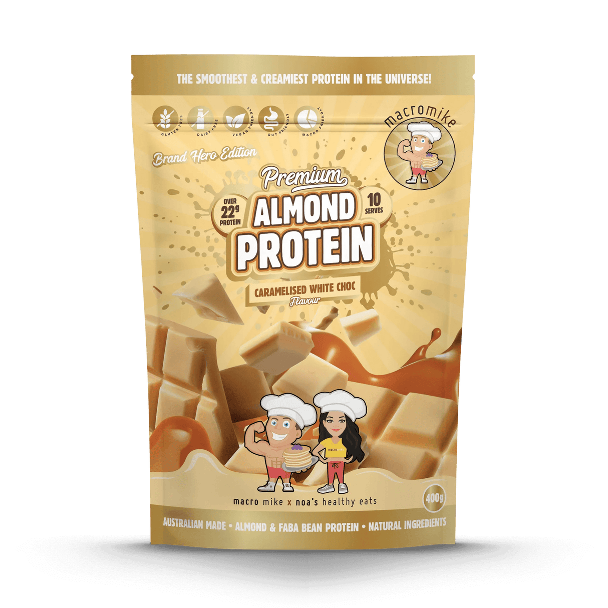 Macro Mike Premium Almond Plant Protein Caramelised White Choc / 400g