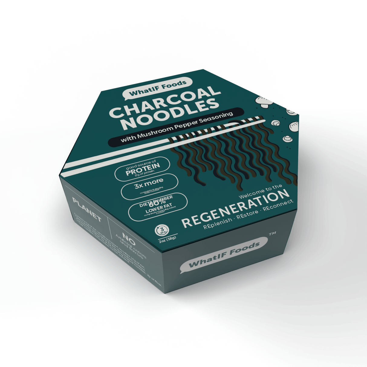 WhatIF Vegan Protein Noodles - With Seasoning Single / Charcoal Noodles - Mushroom Pepper