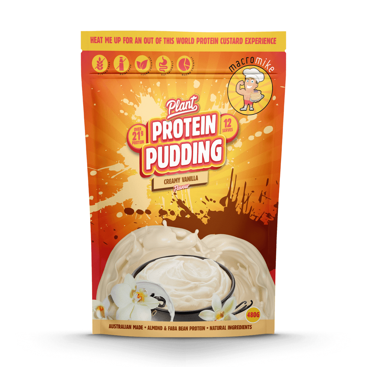 Macro Mike Plant Protein Pudding 480g Creamy Vanilla