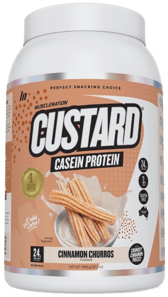 Muscle Nation Custard Casein Protein 1kg Cinnamon Churros