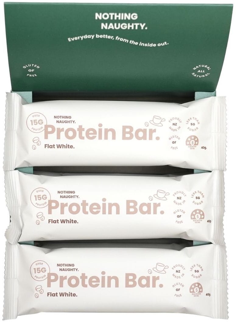 Nothing Naughty Protein Bars Box Of 12 Flat White