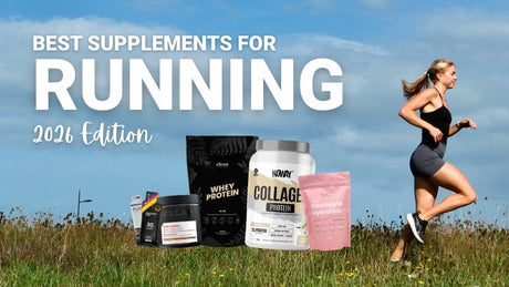 Picture of a women running with headline "best supplements for running 2026 edition" 