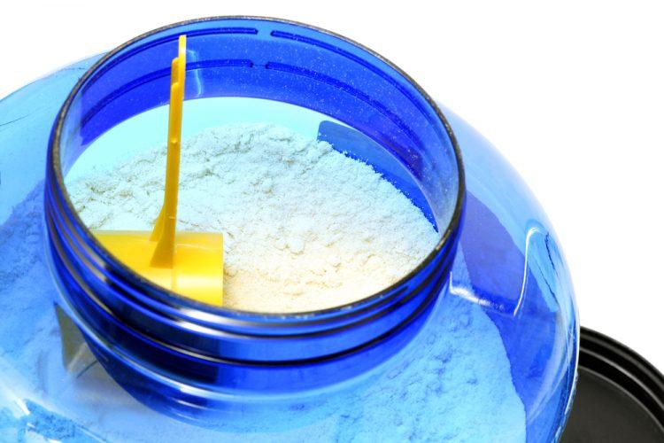 Open Protein Container with yellow scoop