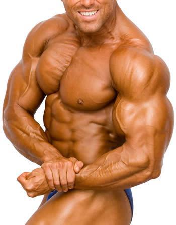 Bodybuilder posing to show his muscles