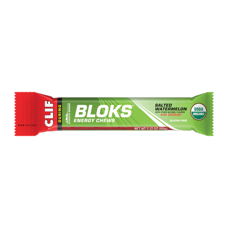 Clif Bloks Salted Watermelon energy chew packaging on a white background