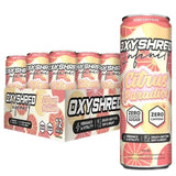 Oxyshred Citrus Paradise energy drink cans on a white background