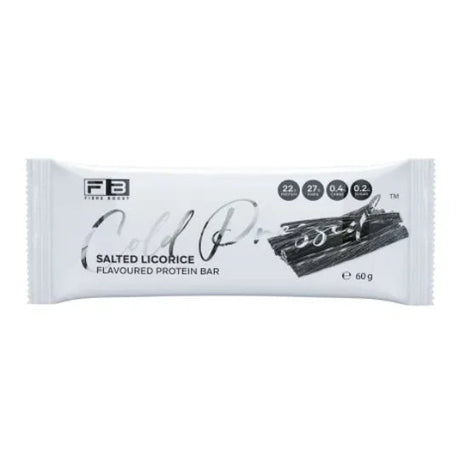 Protein bar packaging with 'FB' branding on a white background