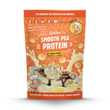 Package of Golden Smooth Pea Protein Banana Sundae flavor on a white background