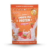 Package of Macronutrients Golden Smooth Pea Protein in Strawberry Delight flavor on a white background