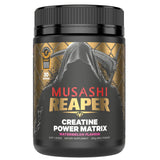 Musashi Reaper creatine powder container on a white background