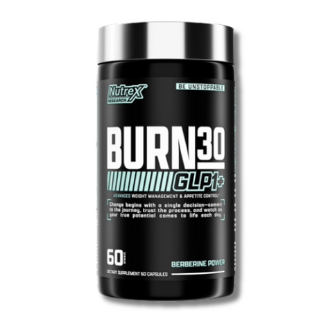 Nutrex Burn30 supplement container on a white background