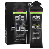 Science in Sport Beta Fuel energy gel packaging with a single gel and box on a white background