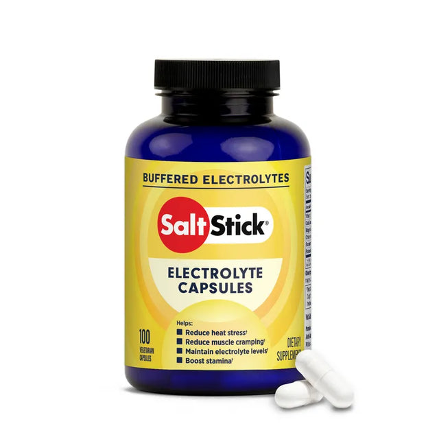 SaltStick electrolyte capsules bottle with a white background