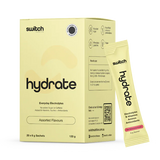 Box and single packet of 'switch' hydrate on a white background