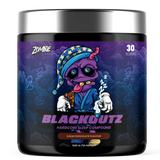 Blackoutz hardcore sleep compound container with colorful label on a white background