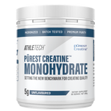 Athletech Purest Creatine Monohydrate supplement container on a white background
