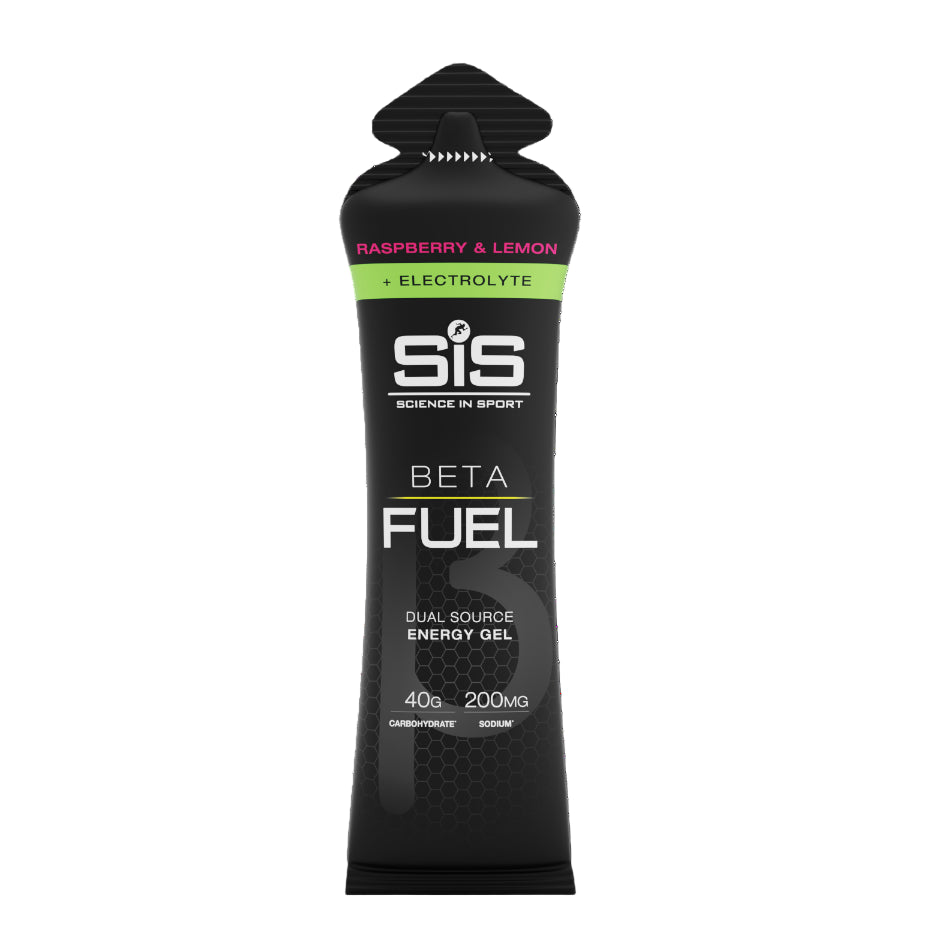 Black energy gel pack with 'SIS' branding on a white background