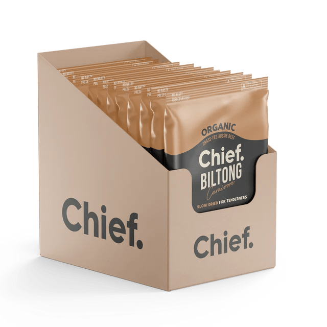 Chief Organic Grass-Fed Beef Biltong 30g 12 Box / Carnivore
