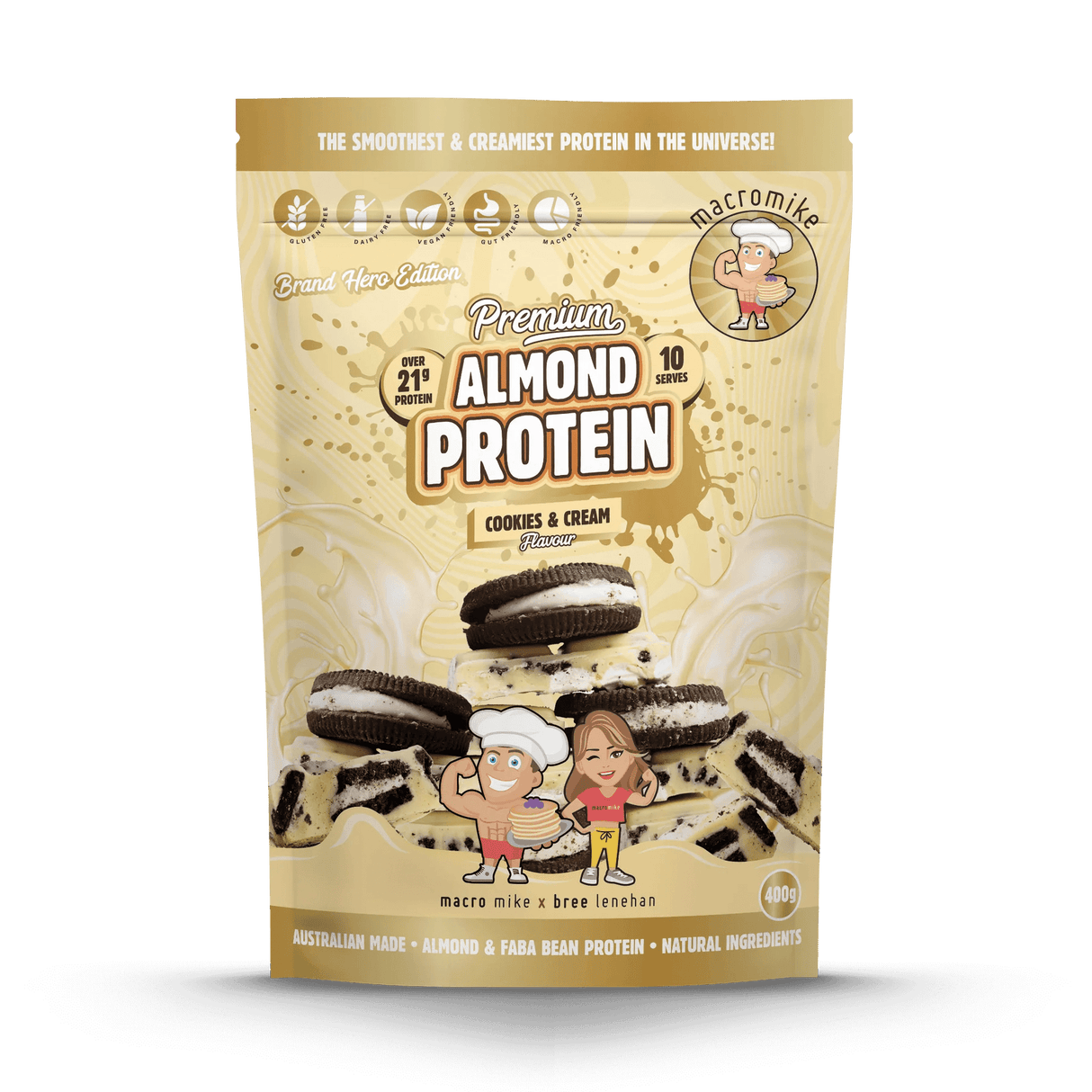 Macro Mike Premium Almond Plant Protein Cookies N Cream / 400g