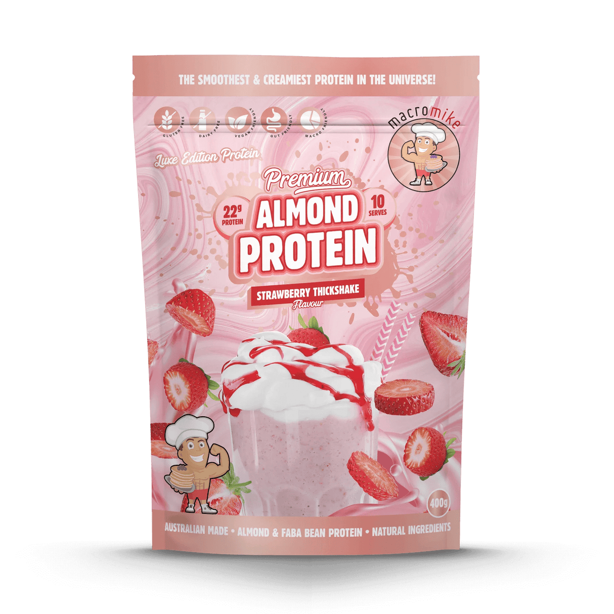 Macro Mike Premium Almond Plant Protein Strawberry Thick Shake / 400g
