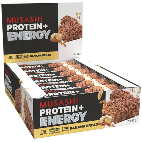 Musashi Protein + Energy Bars Box of 12 / Banana Bread