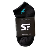 SF Active Cushion Ankle Socks - 3 Pack Small / Black w/ Blue Logo