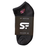 SF Active Cushion Ankle Socks - 3 Pack Small / Black w/ Pink Logo