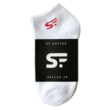 SF Active Cushion Ankle Socks - 3 Pack Small / White w/ Red Logo