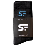 SF Active Cushion Crew Socks Small / Black w/ Blue Logo