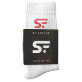 SF Active Cushion Crew Socks Small / White w/ Red Logo