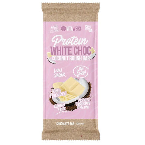 Vitawerx White Choc Protein Bar 100g Coconut Rough *Gift*