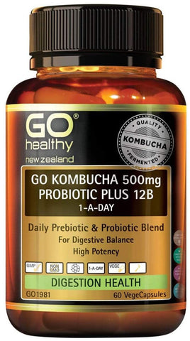 GO Kombucha 500mg Probiotic Plus 12B 60 Caps