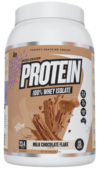 Muscle Nation Protein 100% Whey Isolate Milk Choc Flake w/ real choc flake pieces