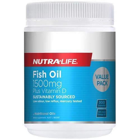 NutraLife Fish Oil 1500mg Plus Vitamin D 300caps