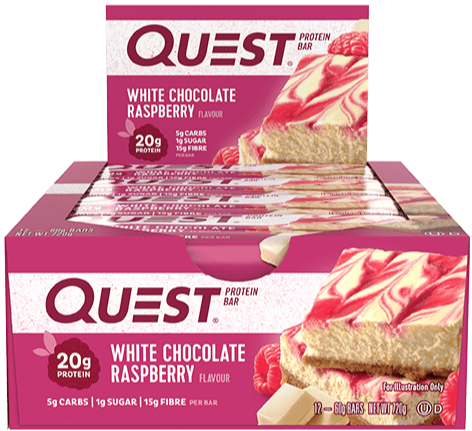 Quest Protein Bars Box of 12 White Chocolate Raspberry