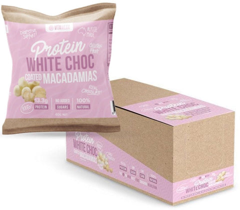 Vitawerx Protein White Choc Coated Macadamias - Box of 10