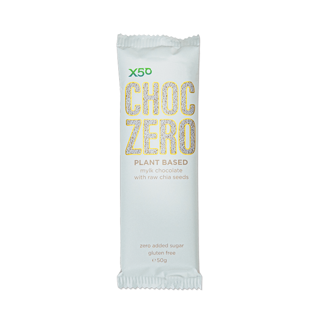 X50 Choc Zero Plant Based Protein Bar Mylk Choc Chia Seeds / Single