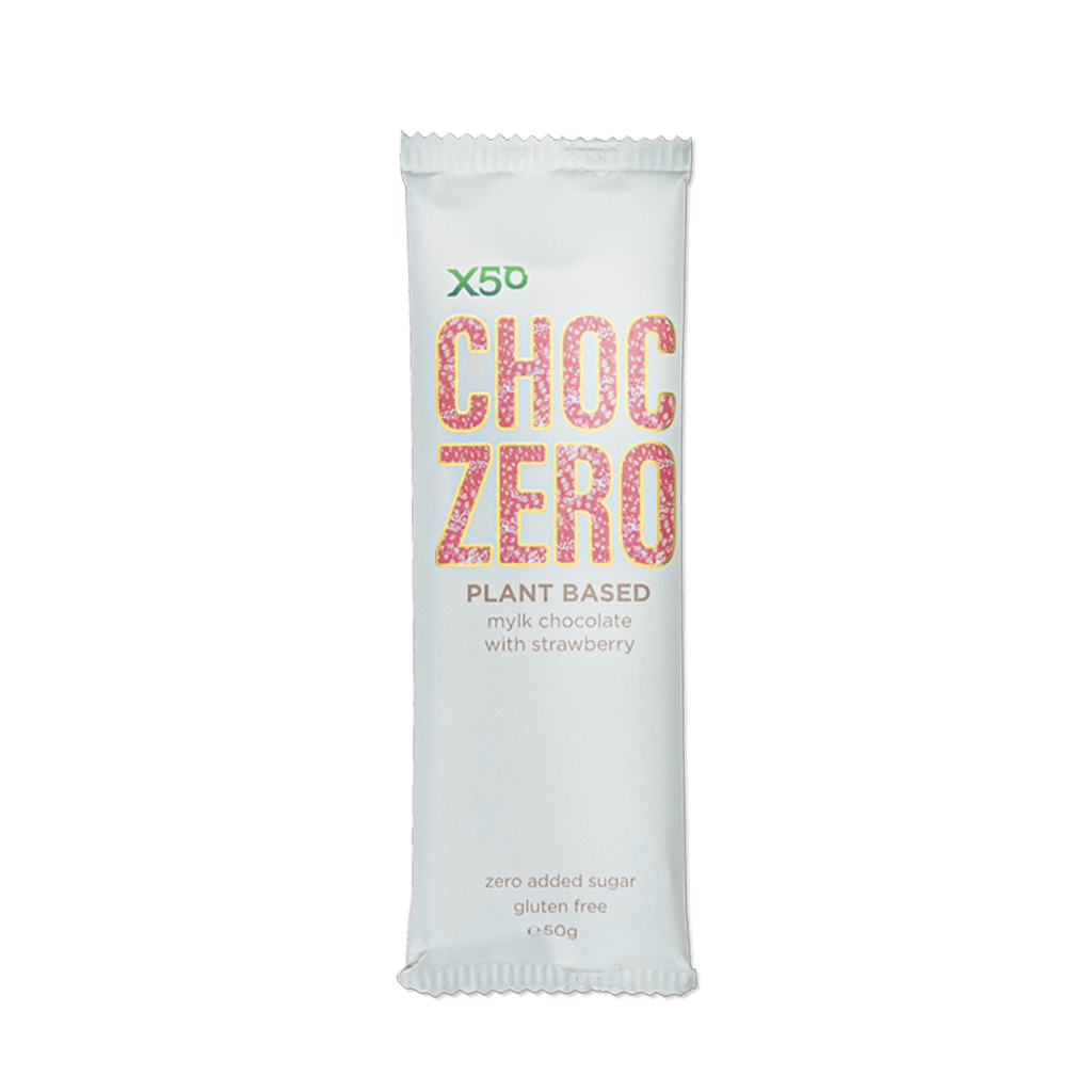 X50 Choc Zero Plant Based Protein Bar Mylk Choc Strawberry / Single